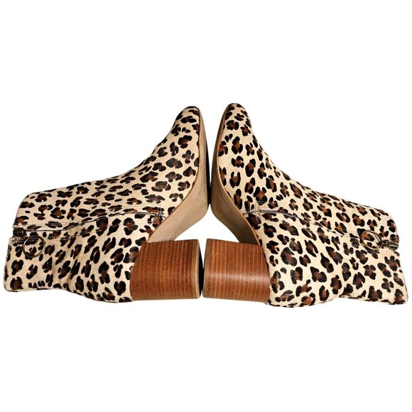 Leopard Print Block Heel Ankle Boots With Side Zipper Closure For Women size 8M - Picture 4 of 10